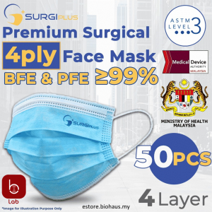 [SurgiPlus] Adult 4ply Surgical Face Mask (10 boxes/case)