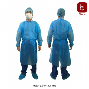 Blue Isolation Gown With White Cuff 30gsm