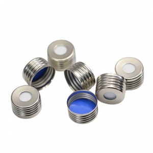 Silver Color Open Top Magnetic Metal Cap with Blue PTFE/White Silicone Septa