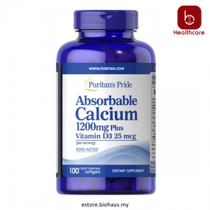 [Puritan's Pride]  Absorbable Calcium 1200 mg with Vitamin D3 1000 IU, 100 Rapid Release Softgels