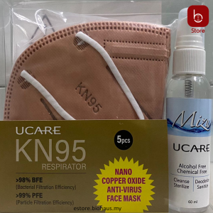 [UCARE] KN95 5ply Respirator Nano Copper Oxide Face Mask, 5 pcs/pack