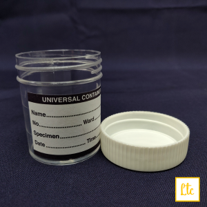 Universal Container, 60ml, 45x57mm, labelled, white cap